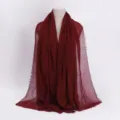 Solid color crinkled cotton linen scarf with frayed edges for women daily wear accessory - 34 / 90*180(+-5)cm