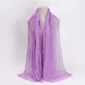 Solid color purple wrinkled cotton linen scarf with frayed edges, versatile fashion accessory. - 37 / 90*180(+-5)cm