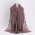 Solid color crinkled cotton linen scarf with fringed edges, stylish everyday headscarf. - 38 / 90*180(+-5)cm