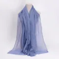 Solid color cotton linen pleated scarf with frayed edges, soft gauze headscarf for daily wear. - 40 / 90*180(+-5)cm