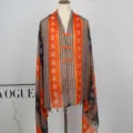 Chinese style ethnic print shawl cape with traditional frog buttons for women fashion wear. - Color 10