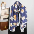Primavera estate sciarpa in lino stampa giglio elegante leggero foulard moda donna 2025 - Motivo giglio 4