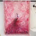 Pink peacock print silk scarf, elegant Chinese style long women fashion accessory. - 70-180cm / Style 7