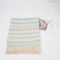Soft pastel plaid winter scarf with fringe, cozy knitted warm shawl for women daily wear. - Style 8 / 68-190cm