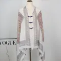 Ethnic style Chinese knot shawl, women's vintage printed long sun protection cardigan. - Color 12