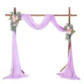 Wedding arch backdrop drapery kit with purple chiffon fabric and floral arrangements for ceremonies. - 75-600cm / Light Purple No. 27
