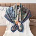 Vintage floral patchwork square silk scarf elegant women fashion neckerchief shawl wrap - Color 15