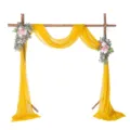 Yellow chiffon drape wedding arch decoration with floral set for rustic lawn ceremony background. - Golden Yellow No. 91