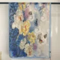 Elegant Chinese style long silk scarf with floral and butterfly print, fashion women's accessory. - 70-180cm / Style 22