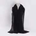 Detailed view of the black pleated shimmering metallic crinkle fashion scarf texture. - 1# Black