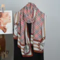 Classic plaid equestrian print women scarf, lightweight elegant shawl for spring autumn. - 2025 New Style 6