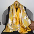 Silk scarf women luxury elegant floral printed shawl spring fashion neckerchief versatile - Style 2