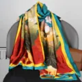 Floral print long silk scarf elegant vintage shawl versatile women's fashion neckerchief - Style 2