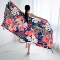 Écharpe de plage imprimé floral bohème foulard léger protection solaire été femme - 6# Fleur bleu marine