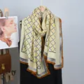 Women Lightweight Geometric Pattern Scarf Spring Summer Sun Protection Yellow Shawl - 2025 New Style 12