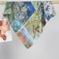 Foulard carré style peinture à l'huile artistique, matière coton velours doux, écharpe élégante femme. - Motif 11