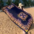 Foulard bohème en coton lin imprimé ethnique châle de plage protection solaire été femme - 9# Pivoine noire