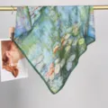 Foulard carré en coton velours à peinture à l'huile artistique, écharpe style Monet romantique. - Motif 12