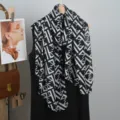 Women Spring Summer Black White Monogram Scarf Lightweight Breathable Sunscreen Shawl - 2025 New Style 15