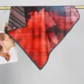 Foulard carré double face avec motif floral peinture à l'huile et rayures écharpe chaude - Motif Floral 13