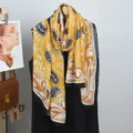 Women cotton linen scarf yellow paisley printed shawl lightweight summer beach wrap accessory - 2025 New Style 17