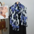 Women Spring Summer Blue Black Abstract Print Scarf Lightweight Sun Protection Shawl - New Arrivals 20 (2025)