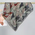 Foulard carré en coton velours à fleurs élégant style peinture à l'huile pour femmes - Motif Floral 15