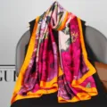 Foulard en soie châle pour femmes, écharpe imprimé floral mode printemps polyvalente - Style 12