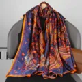 Fashionable paisley print silk scarf for women, elegant long shawl for travel and daily wear. - Style 13