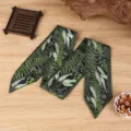 Botanical print narrow silk scarf for women, stylish hair ribbon and bag accessory. - 92*7cm / Black and Red (02)