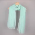 Solid color crinkle cotton linen scarf for women, lightweight summer sun protection shawl. - Mint Green