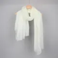 White cotton linen crinkle scarf, lightweight breathable summer sun protection wrap for women. - Off White