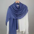Blue rayon scarf women thin sunscreen shawl simple solid color hijab fashion accessory SKU - Dark Blue