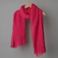 Solid color crinkle cotton linen scarf for women, lightweight pink sun protection shawl. - Rose Red