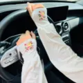 Ice silk sun protection arm sleeves for women, thin breathable driving cycling floral white sleeves. - Style 7 (Floral Print)