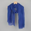 Royal blue crinkled cotton linen scarf for women lightweight sun protection shawl wrap - Royal Blue