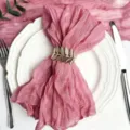 Pink pleated cheesecloth napkin for wedding party bohemian table decor set of table linen. - Dusty Rose #23