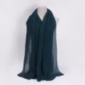 Dark green pleated crinkle scarf breathable hijab fashion Muslim women lightweight shawl - Dark Green