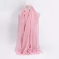 Pink pleated crinkle hijab scarf, lightweight breathable cotton linen headscarf detail. - Bright Pink