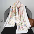 Elegant women silk scarf long floral print luxury fashion shawl wrap neckerchief 2025 new - Style 1