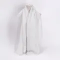 White pleated metallic shimmer hijab scarf, elegant solid color cotton blend breathable head wrap. - 11# Natural White