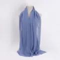 Solid color pleated cotton scarf fashion lightweight breathable hijab wrap for women accessory - 12# Sky Blue
