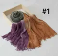 Gradient modal cotton scarf tassel shawl multi-color fashion hijab breathable wrap - Pattern #1