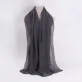 Solid color pleated cotton women's hijab, breathable lightweight fashion grey scarf. - 14# Dark Gray