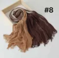 Gradient brown modal rayon scarf for women, soft crinkle shawl with elegant tassel edge. - Style #8