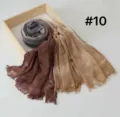 Detail view of gradient modal rayon frayed scarf, soft textured shawl in chic autumn colors. - Style #10