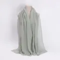 Solid color pleated women scarf light green crinkle breathable lightweight hijab item - Bean Green