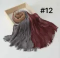 Gradient modal cotton crinkled shawl scarf with fringe, soft comfortable women winter scarf - Style 12