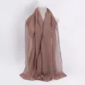 Women solid color pleated hijab scarf, breathable cotton linen glitter crinkle wrap. - 18# Khaki