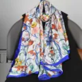 Floral print long silk scarf elegant spring fashion women neck wrap accessory for lady - Style 11